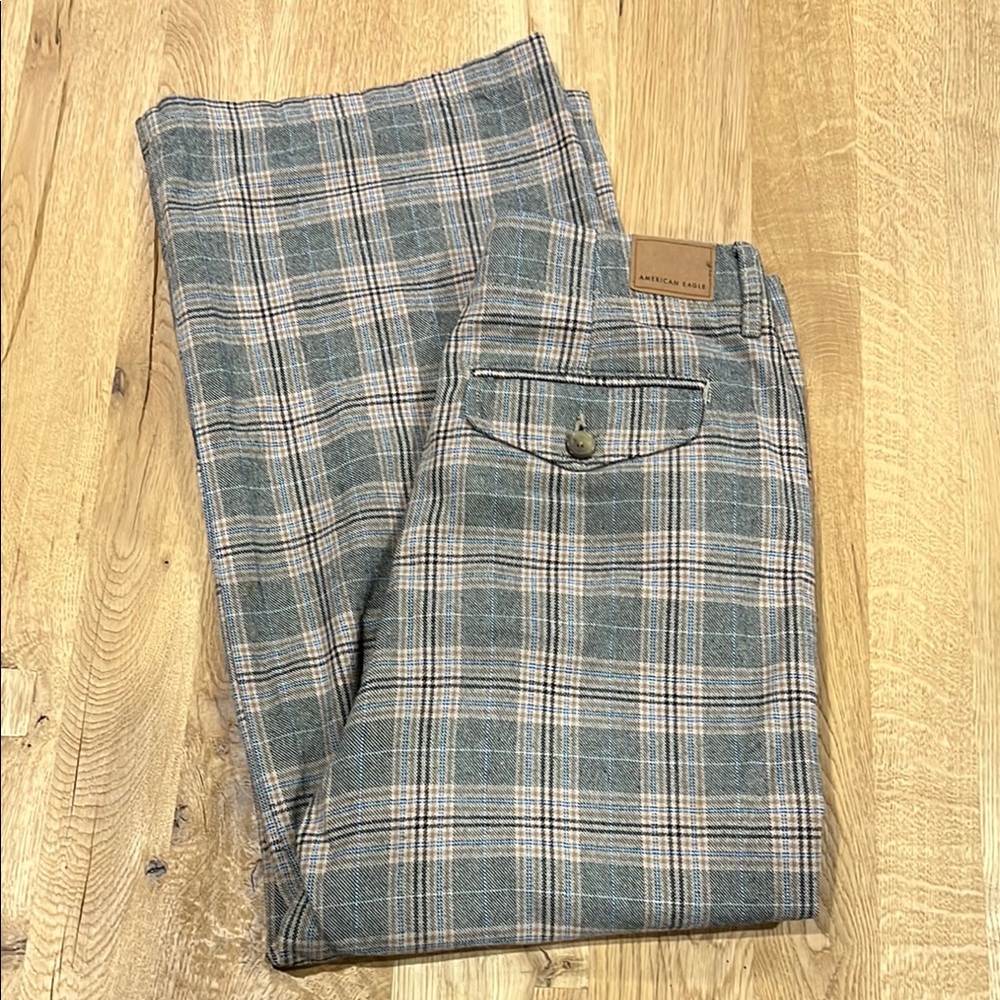 American Eagle Outfitters Blue and Gray Wide Leg Pants